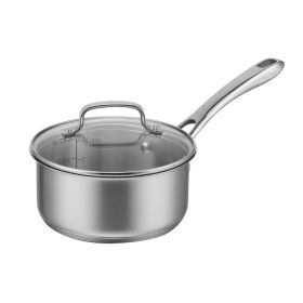 1qt Stainless Steel Saucepan with Cover (Color: Stainless Steel)